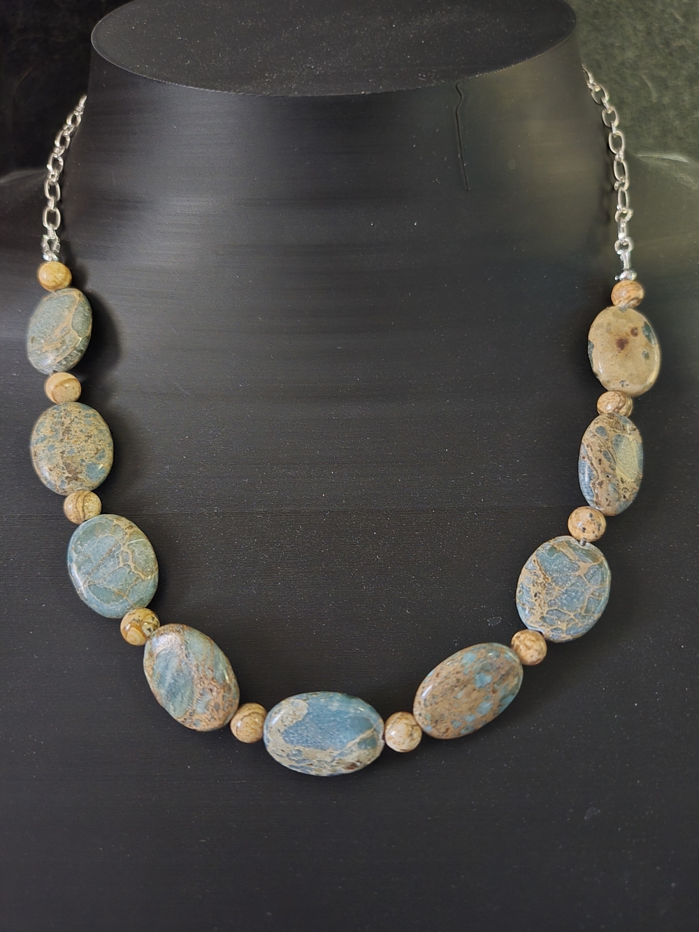 Artisan Blue Sea Sediment Jasper And Picture Jasper Necklace